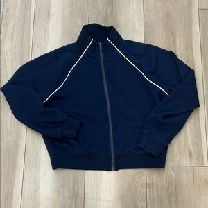 SPANX Dark Blue Jacket with White Trim